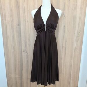 Blondie Nites Halter Babydoll‎ Dress Brown Size S Y2K Glam